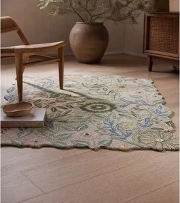 Zelený ručne tkaný vlnený koberec 120x170 cm Bryony Shaped Floral – Flair Rugs