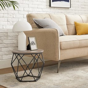 Okrúhly konferenčný stolík s oceľovým rámom, sada 2 ks, greige sivá a čierna farba