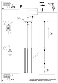 Sollux SL.1342 - Luster na lanku ARCHE 3xG9/8W/230V zlatá