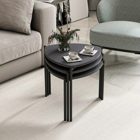 Súprava odkladacích stolíkov Lenny Anthracite, 3 ks