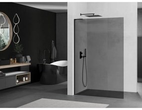 Mexen Kioto L, sprchová zástena Walk-In 100 x 200 cm, 8mm šedé sklo, čierny profil, 800-100-103-70-40