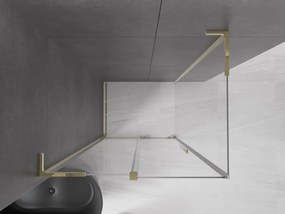 Mexen Velar L, sprchový kút s posuvnými dverami 100 x 70 cm, 8mm číre sklo, zlatá lesklá, 871-100-070-03-50