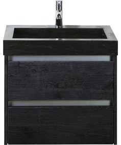 Kúpeľňový nábytkový set Sanox Dante farba čela black oak ŠxVxH 61 x 58 x 45,5 cm s umývadlom z prírodného kameňa
