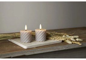 Súprava 2 sivých voskových LED sviečok Star Trading Flamme Swirl, výška 7,5 cm
