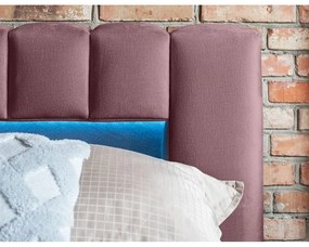 Ružová čalúnená dvojlôžková posteľ s úložným priestorom s roštom 180x200 cm Lamica – ELTAP