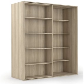 Dvojradová posuvná knižnica DOUBLE, 1800 x 700 x 2000 mm, dub prírodný