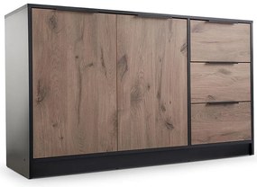 Komoda Duarte 2D3S čierna/dub viking