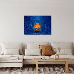 Sklenený obraz - pomaranč vo vode (70x50 cm)