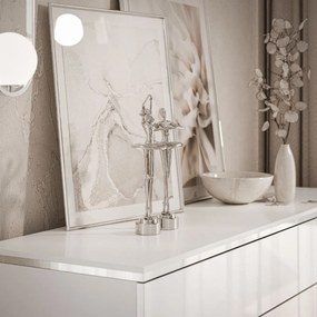 ZÁVESNÁ KOMODA NESSIE 2 BIELY LESK + STRIEBORNÁ 140 cm