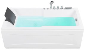 Vírivá vaňa s LED osvetlením ľavostranná 169 x 81 cm biela ARTEMISA Beliani