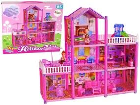 Lean Toys Ružový domček pre bábiky DIY - 129 kusov