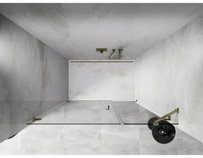 Mexen Lunar-B, Otočné ľavé sprchové dvere 125 cm, číre sklo, zlatý profil, 832S-125-050-50-00-L