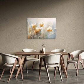 Sklenený obraz - Maľba tulipánov (70x50 cm)