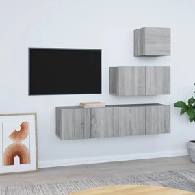 4-dielna súprava TV skriniek sivý dub sonoma spracované drevo