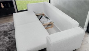 Krémovobiela rozkladacia/s úložným priestorom pohovka z textílie buklé 260 cm Dalia – ELTAP