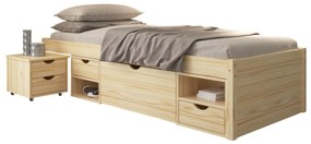 Inter Link Funkčná posteľ s 2 integrovanými nočnými stolíkmi (Claas – prírodná, 90 x 200 cm)  (100180021)