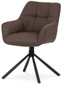 Židle jídelní, hnědá látka, otočný mechanismus 90°/90° (L/P), černý kov