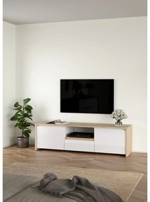 Biely/v prírodnej farbe TV stolík v dekore duba 179x52x48 cm Next – Tvilum