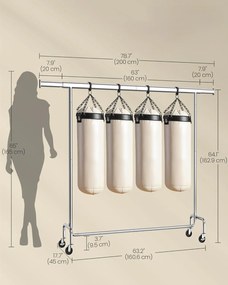 Stojan na oblečenie Fabio s nastaviteľnou šírkou 160/200 cm chrómovaný