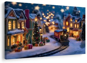 Obraz vianočná dedinka s vláčikom