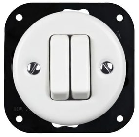 Elhard Okrúhly keramický vypínač s kolískou č.5, biely - kompletný KV5005W