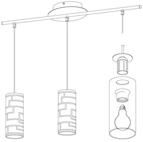 Eglo 92563 - Luster na lanku BAYMAN 3xE27/60W/230V