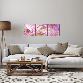 Obraz - Ružová abstrakcia (s hodinami) (90x30 cm)
