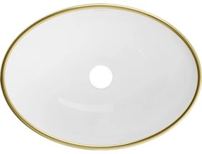 Mexen Elza, umývadlo na dosku 40,5x33 cm, biela-zlatý okraj, 21014005