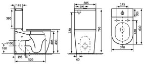 Sapho Sapho, INFINITY RIMLESS WC kombi misa s nádržkou, spodný/zadný odpad, biela, PC105WR