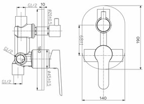 Mereo Mereo, Sprchový set Zuna s dvojcestnou podomietkovú batérií, MER-CB650SZ1