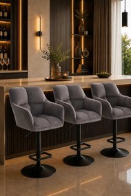 LuxuryForm DESIGN Barová stolička AMALFI VELUR na čiernom tanieri - tmavosivá