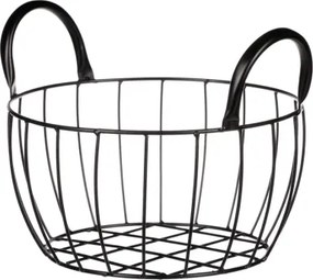 Úložný košík čierny kov, 23x12 cm%