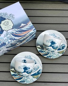Porcelánová šálka s podšálkou Hokusai The Great Wave 90 ml sada 2ks