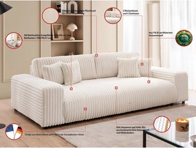 Krémová menčestrová rozkladacia/s úložným priestorom pohovka 260 cm Justin – Ropez