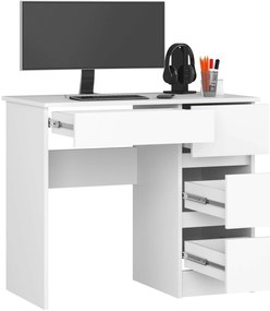 Písací stôl A-7 90 cm biely pravý