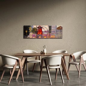 Obraz - Moulin rouge, Paríž, Francúzsko (s hodinami) (90x30 cm)