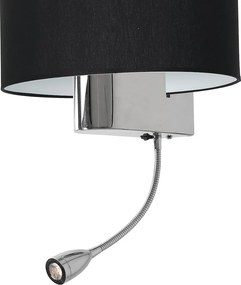 Nástenné svietidlo Napoli, 1x čierne textilné tienidlo + 1xLED 1w, ch