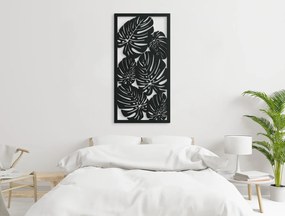 drevko Moderný obraz Listy kvetu Monstera deliciosa Rozmer obrazu: 44,5 x 22,5 cm, Farba dekorácie: Čierna