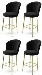 Sada barových stoličiek Alte Black and Gold, 4 ks
