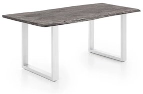 furniture-nabytek.cz - Masívny jedálenský stôl Bullwer z akácie a kovu, šedo-biely, lakovaný – 140×90 cm