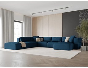 Modrá rohová pohovka do "U", ľavý roh Esther - Milo Casa