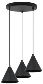 Závesné svietidlo Soho, 3x čierne kovové tienidlo, (fi 14cm), o