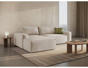 Béžová rozkladacia rohová pohovka z textílie bouclé (ľavý roh) Jodie – Micadoni Home