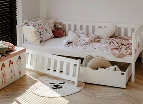 Detská posteľ z masívu GANDALF so šuplíkmi - 200x90 cm - BIELA