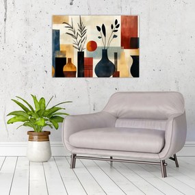Sklenený obraz - Kubistické vázy (70x50 cm)