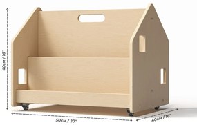 Obojstranná knihovnička na kolieskach – prírodná