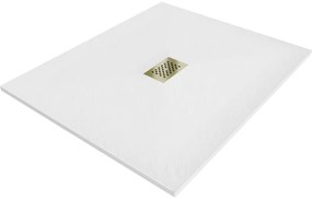 Mexen Hugo, obdĺžniková sprchová vanička SMC 120 x 100 cm, biela, zlatá krytka, 42101012-G