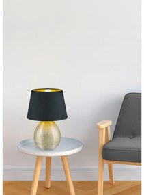 Čierna stolová lampa z keramiky a tkaniny Reality Luxor, výška 35 cm