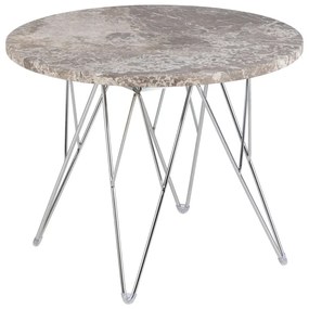 Odkladací stolík Prunus 55 cm šedo-hnedý mramor/chróm