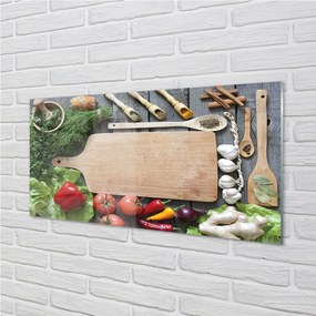 Sklenený obklad do kuchyne Board petržlen korenie 125x50 cm
